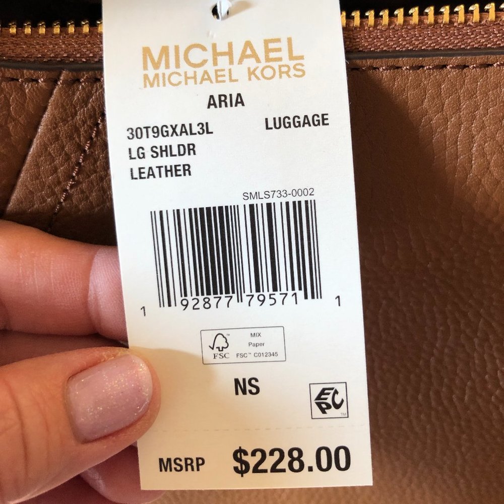 **SOLD** NWT Michael Kors Aria Luggage Brown Leather Shoulder Handbag/Crossbody - Picture 8 of 10